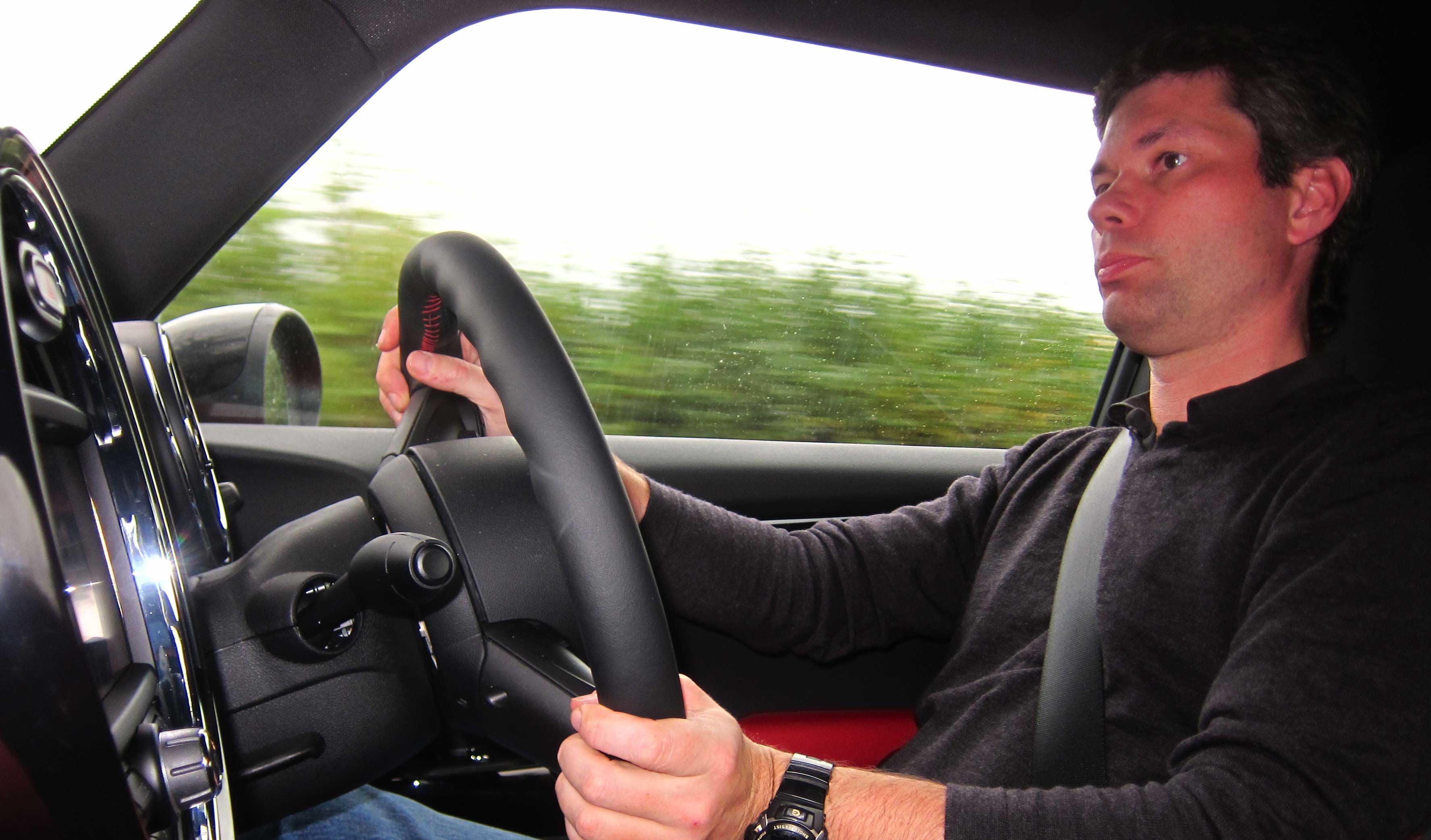 Motoring journalist Andrew Noakes driving