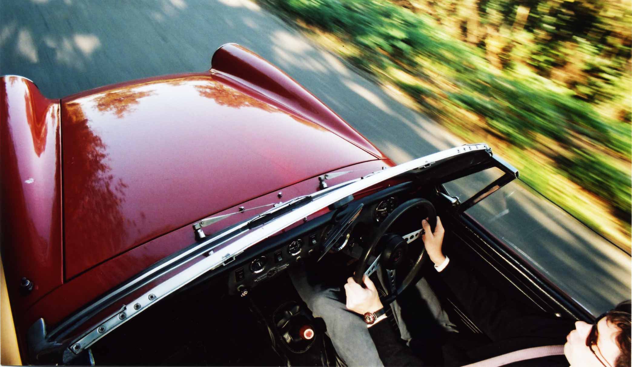 MG Midget driving in winter
