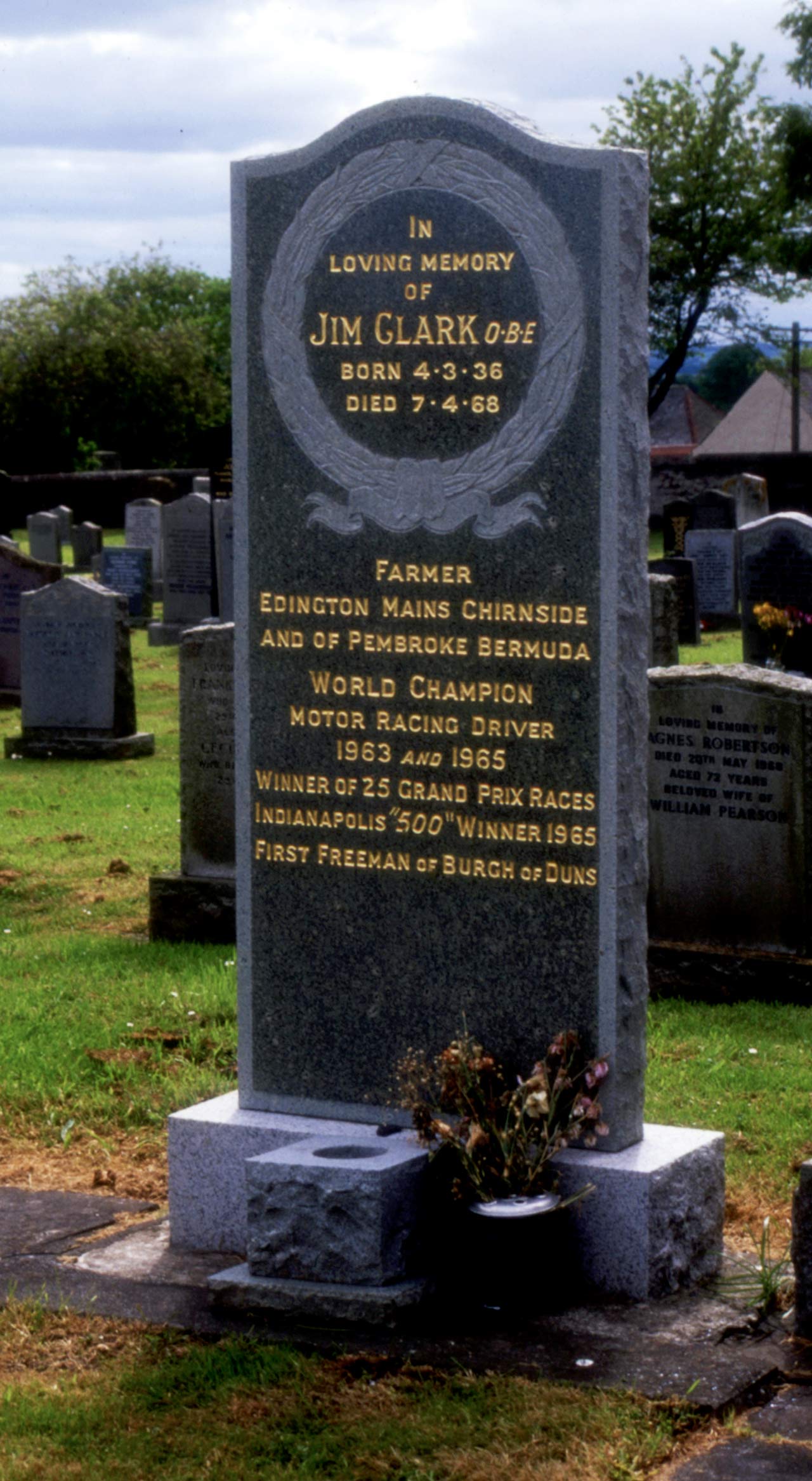 Jim Clark's grave in Chirnside